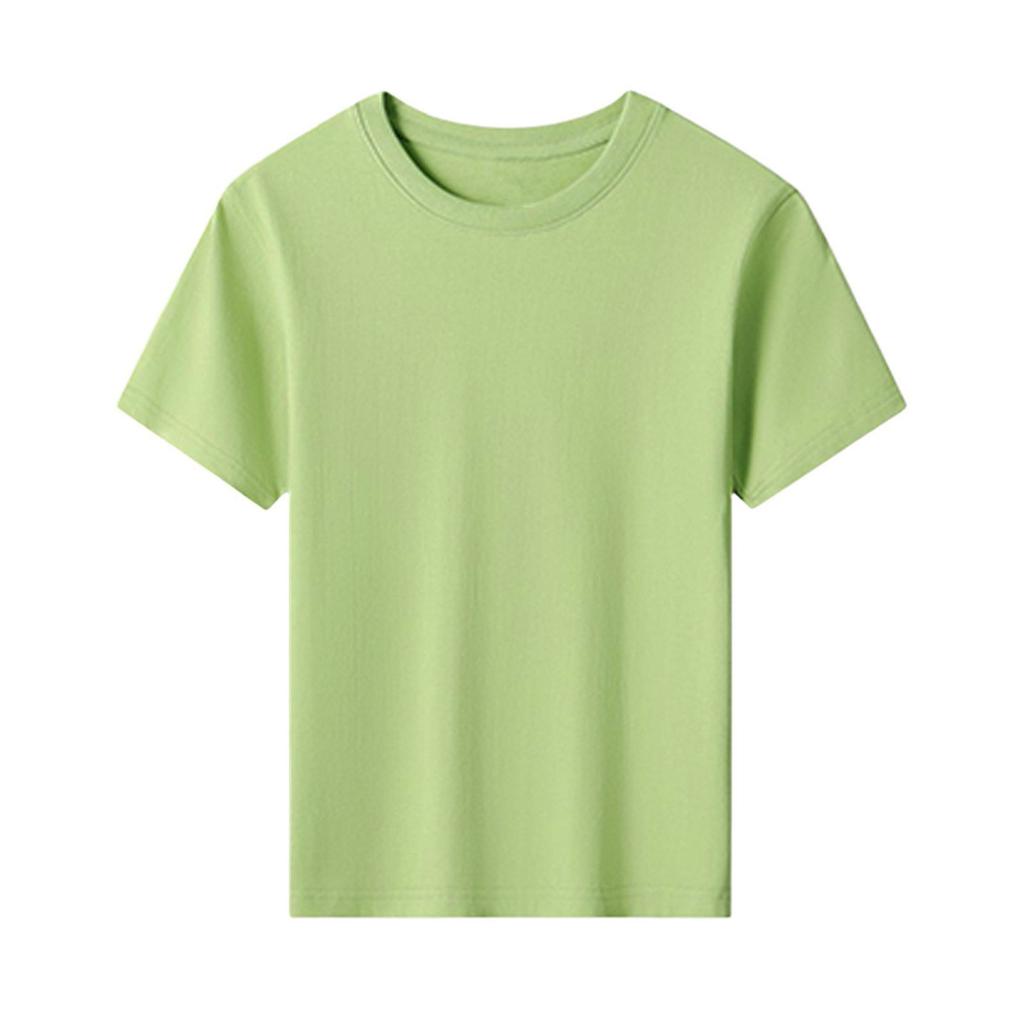 Dětské kulaté výstřihové ležérní jednobarevné tričko s krátkým rukávem