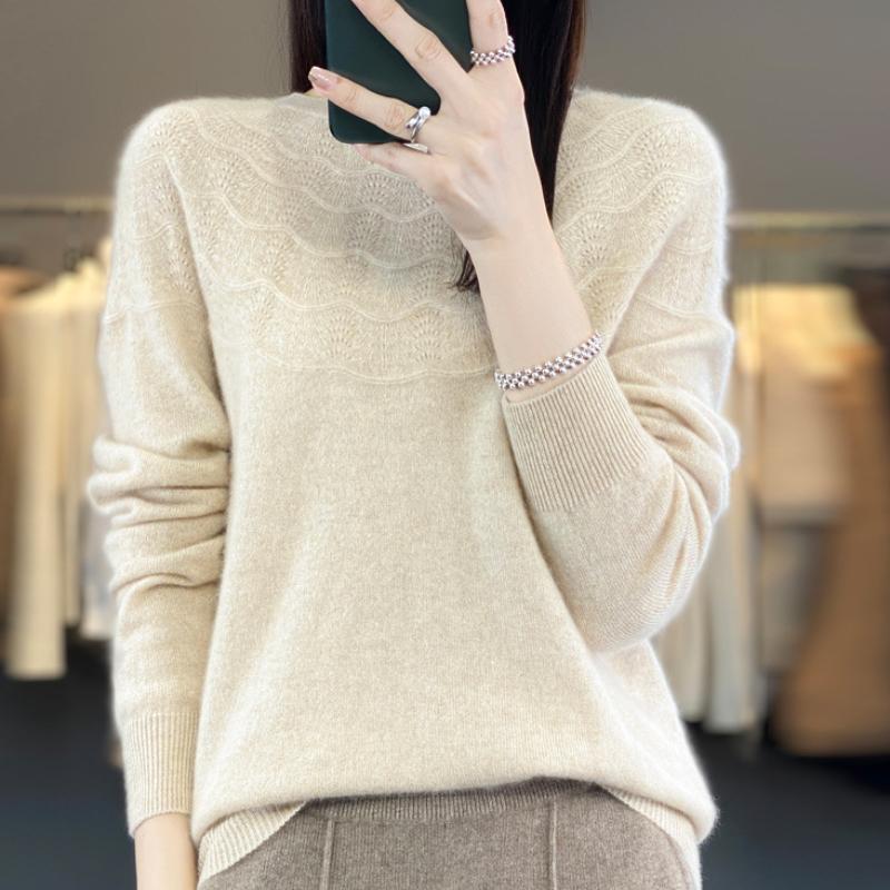 

Round-neck Wool Sweater for Women In Autumn and Winter Loose Versatile Sweater Soft and Glutinous Skin-friendly Cashmere Base Shirt XXL