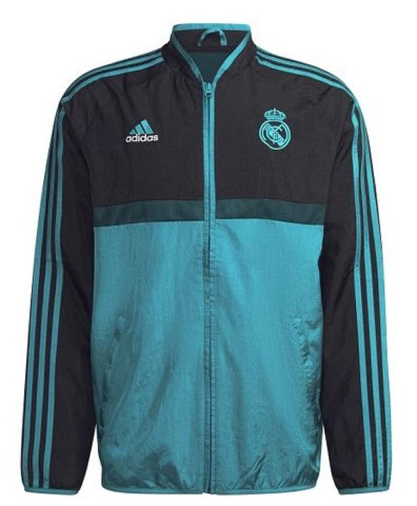 adidas Real Madrid Woven Training Size S BQ057 Mesh-Lined Jacket, (162-168cm), Black/Blast Emerald,
