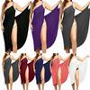 Fashion Women Stitching Solid Color Sexy Beach Dress Sling C Short Holiday Beach Loose Plus Size