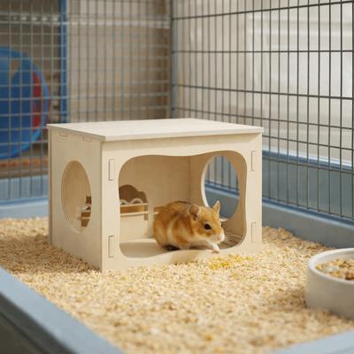 Practical Climbing Structure Wooden Hamster House Chew-Proof Detachable Hamster Villa Stackable Mouse Habitat Exercise