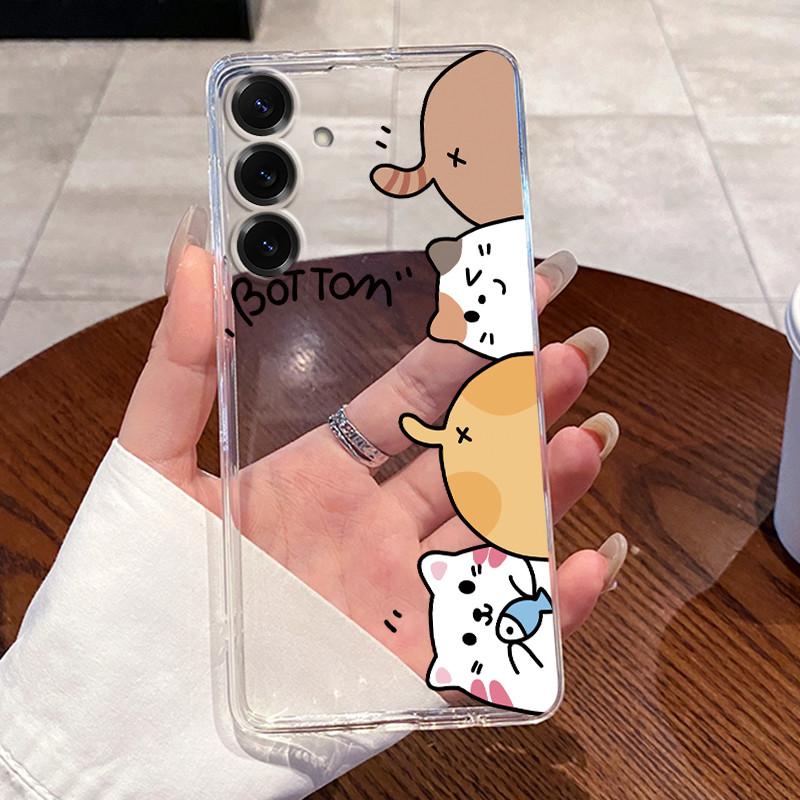 For Samsung Galaxy S25 FE S25 Edge S25 Slim S25+ Cases Clear Soft TPU Back Cover For Samsung S25 Plus Cute Rabbit Cat Phone Case