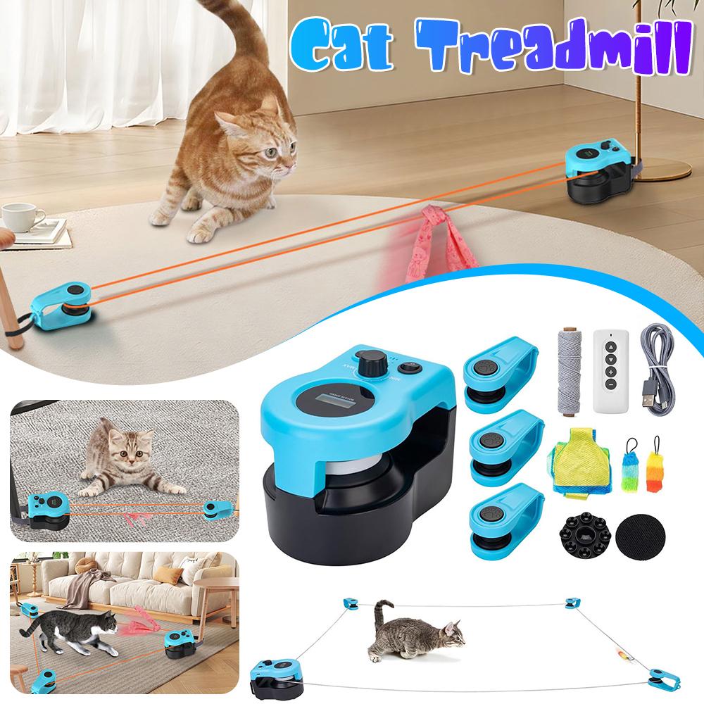 Adjustable Speed Interactive Cat Toy Chase Run Exercise Mental Stimulation Cat Treadmill DIY Mouse Toy Cat Running Wheel