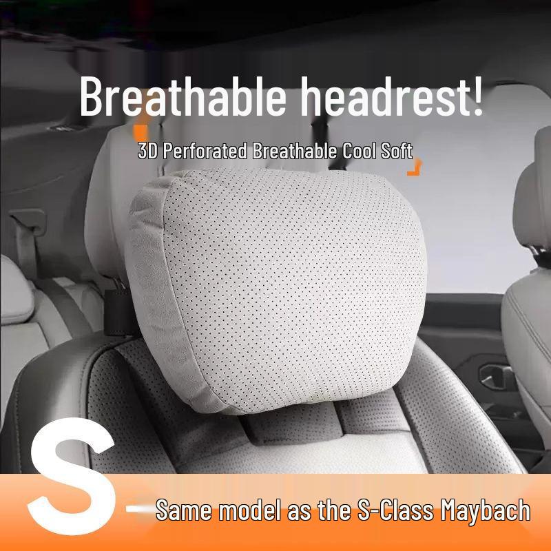 Mercedes-Benz S-Class Suede Perforated Car Headrest Pillow for Neck Protection