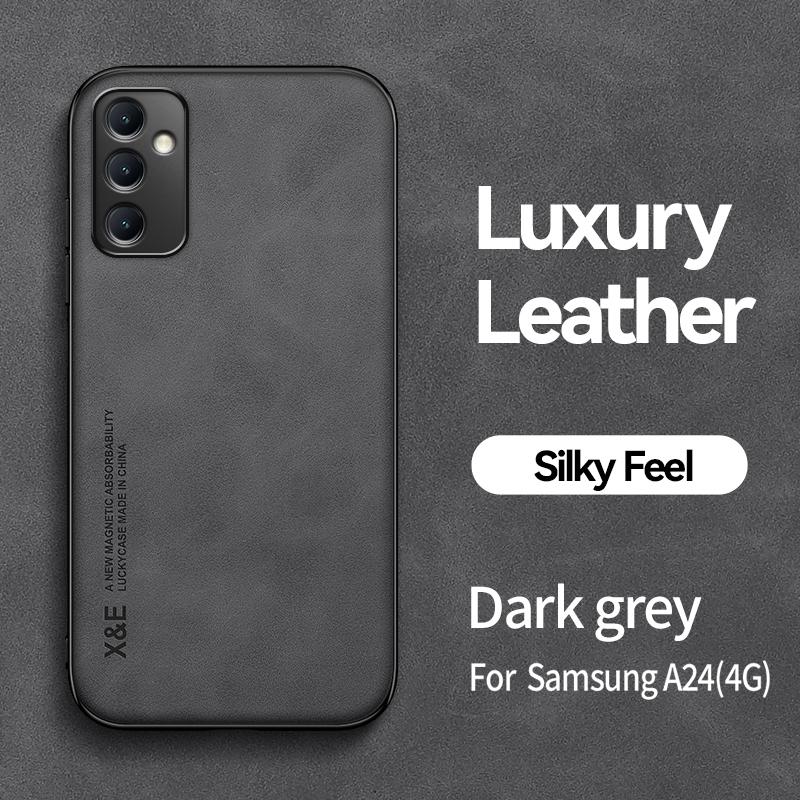 Luxury Leather Case for Samsung Galaxy A33 5G A31 A30S A25 5G A24 A23 A22 A21S A15 A14 A13 A12 with Metal Plate Support Car Hold