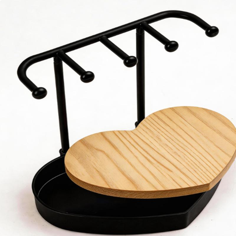 Jewelry Organizer Display Stand Rack With Wooden Tray For Earrings Bracelet Necklaces Rings Storage Hanging Organizer Holder