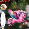 Pferdeornament 2D Acryl Pferd Auto Rückspiegelanhänger Flacher Weihnachtsbaumanhänger Auto Innenraum Hängedekoration für Frauen Mädchen