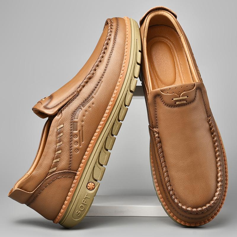 ModeLuxusmarke Herren Echtleder Schuhe Lässig Formell Herren Slipper Mokassins Atmungsaktiv Slip-on Herren Bootsschuhe Freizeitspaziergang Flach
