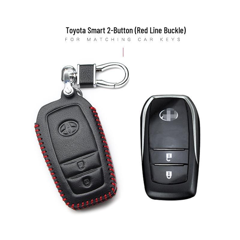 Leather Car Key Cover for 2017 Toyota Models: Corolla, Camry, Crown, Levin, Reiz, RAV4, Highlander
