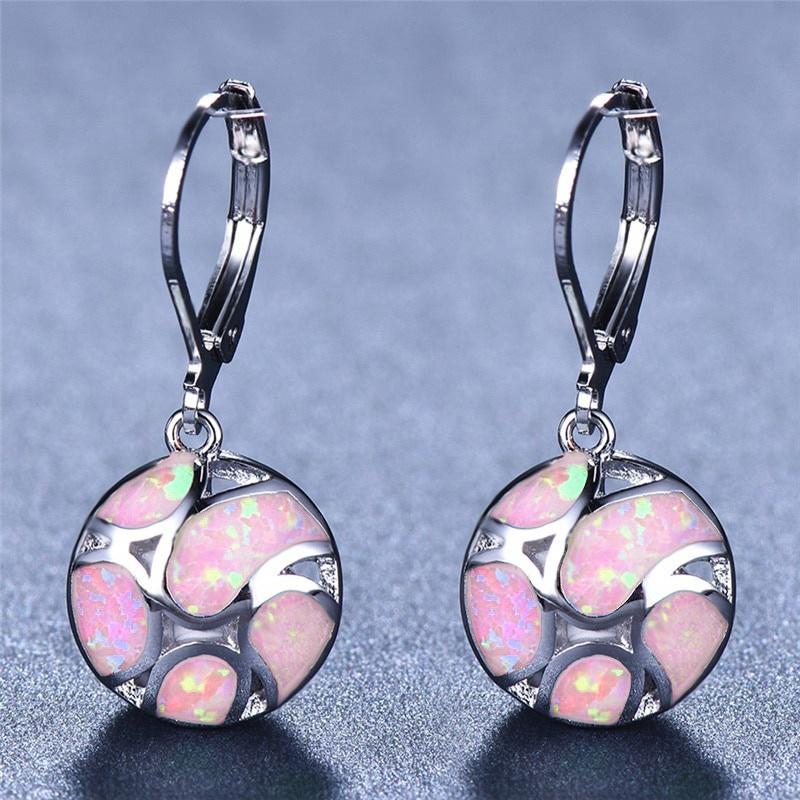 Boho Vintage White Imitation Fire Opal Long Dangle Earrings For Women Geometric Triangle Purple Zircon Earrings Wedding