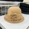 WTEMPO Women's Autumn Winter Casual Verstaile Retro Elegant Flower Formal Hats Cold-proof Windproof Warm Solid Color Bucket Hats