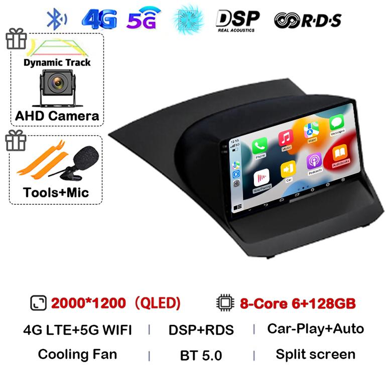Android13 Carplay Auto For Ford Fiesta Mk 6 2009 2010 2011 2012 2013 2014 -2018 Multimedia Car Radio Player WIFi+4G DSP GPS 2DIN