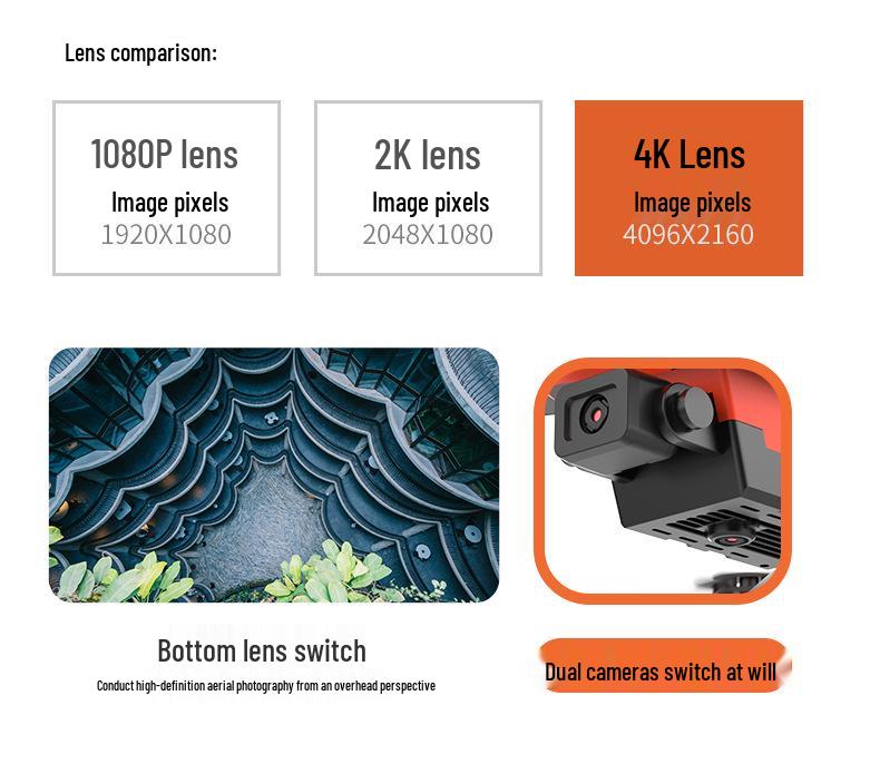 Drone Dobrável E99Pro com Câmeras HD Duplas e Altitude Hold, Aeronave de Controle Remoto de 4 Eixos E88Pro K3