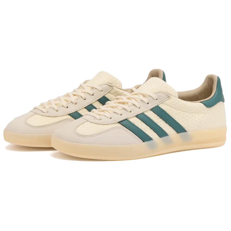 New Adidas Originals GAZELLE INDOOR Abrasion Resistant Low Top Skateboard Shoes Men's Beige Green JR3837