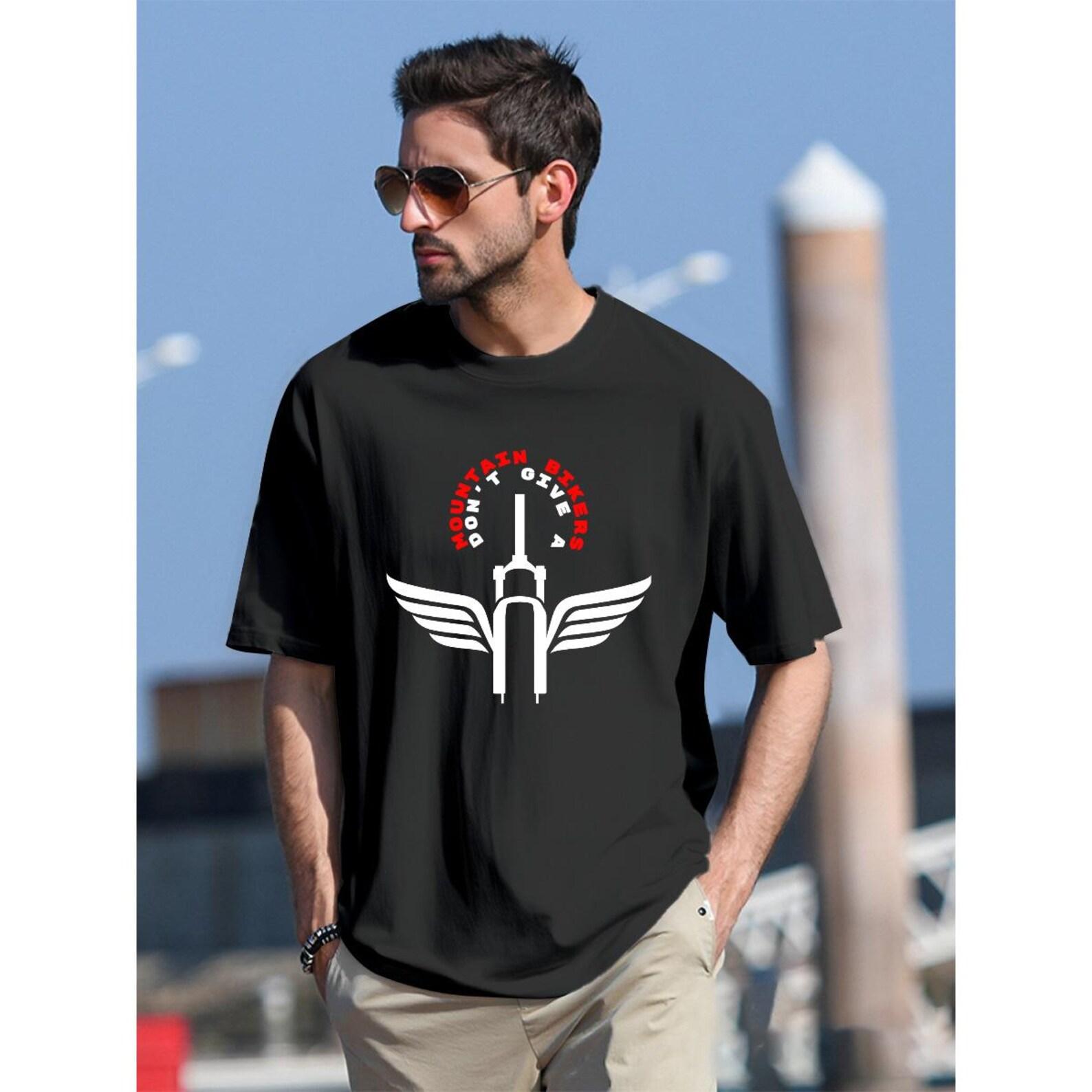MTB Don t Give a Flying Fork T-Shirt: Front & Back Print Mountain Bike Tee XL