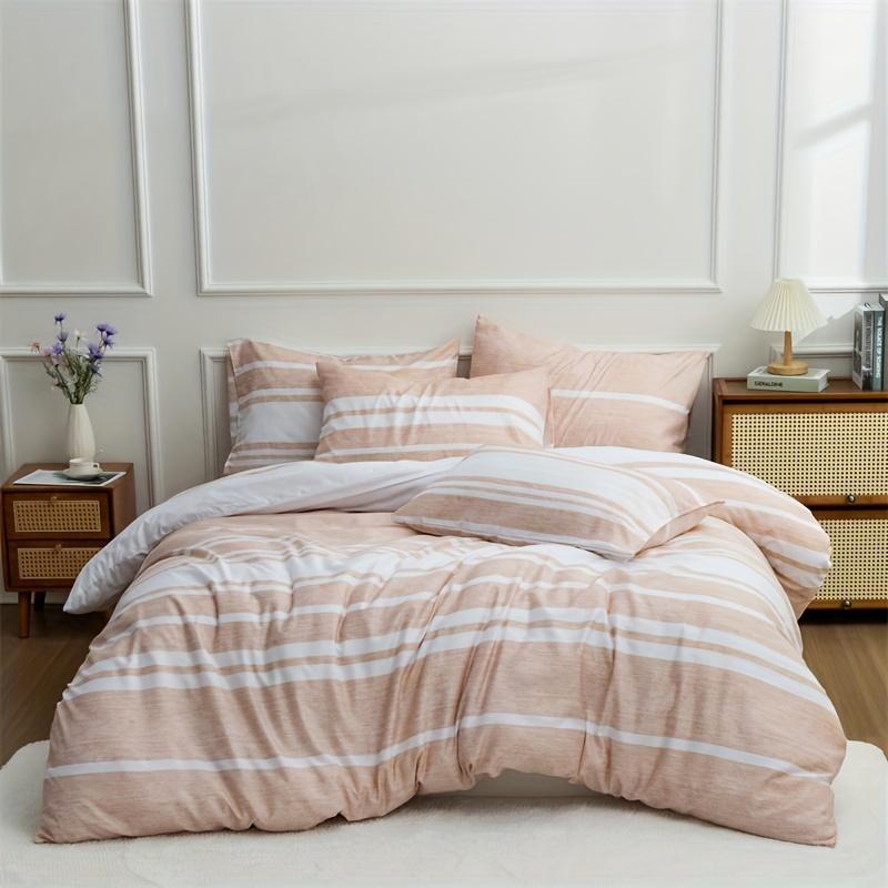 3-piece Duvet Cover Set Printed Stripes Microfiber Duvet Sets Bedding Bohemian Modern Farmhouse Style for Men and Women