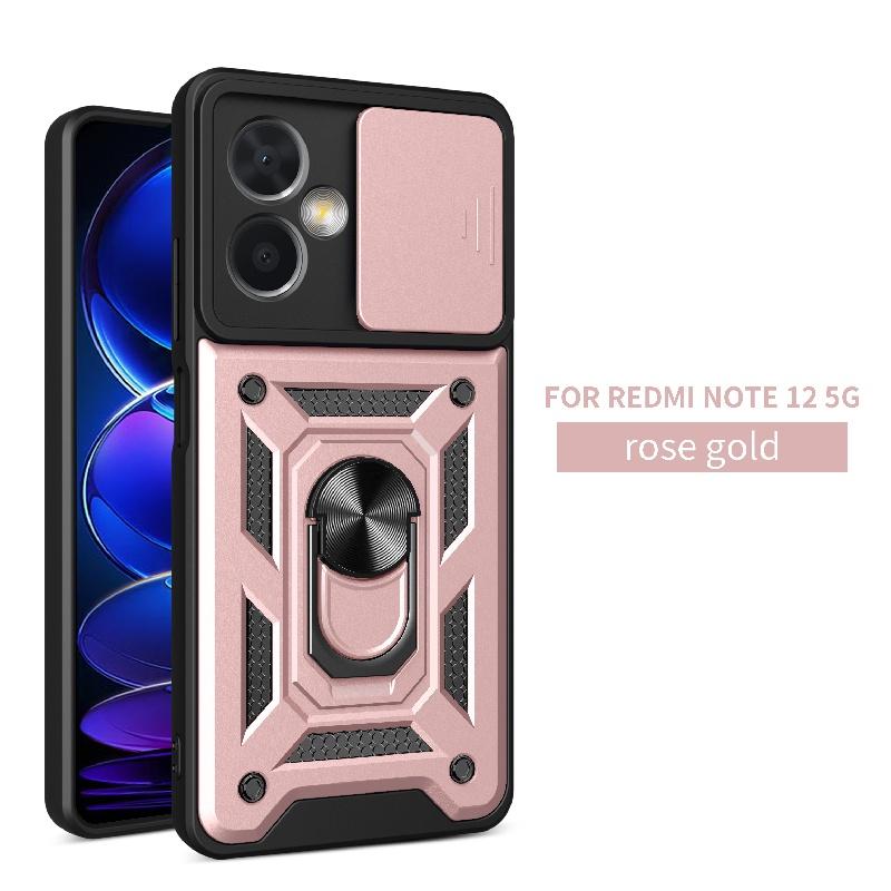 

Чехол для Xiaomi Redmi Note 12 Pro 5G 4G Защитный бронированный чехол для телефона с выдвижной защитой камеры для Redmi Note 12S 5G Магнитный держатель Кольцо Крышка Redmi Note 12 Pro 5G розового золота