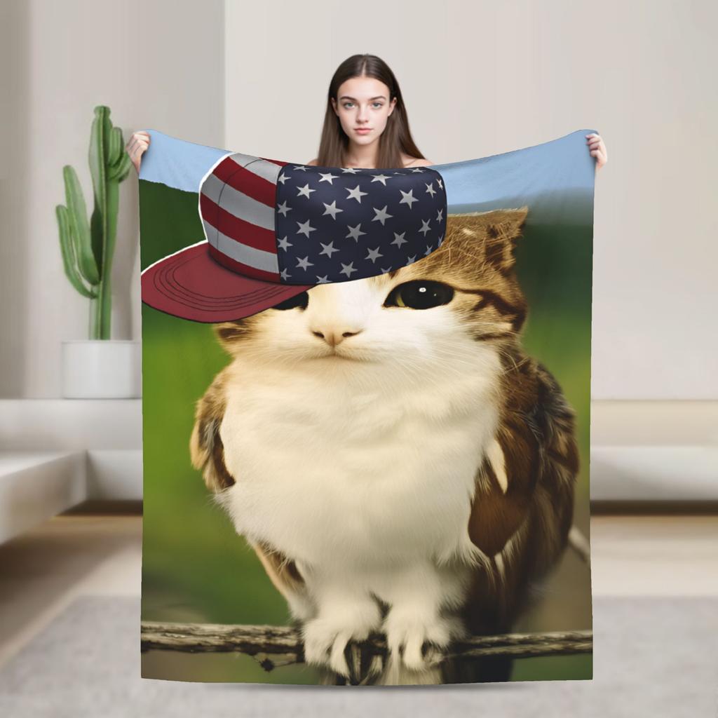 Miauw Kat Uil Bellen Telefoon Thema Warme Gezellige Deken Esthetische Reis Plaid Home Decor Flanellen Sprei Bank Bed Cover
