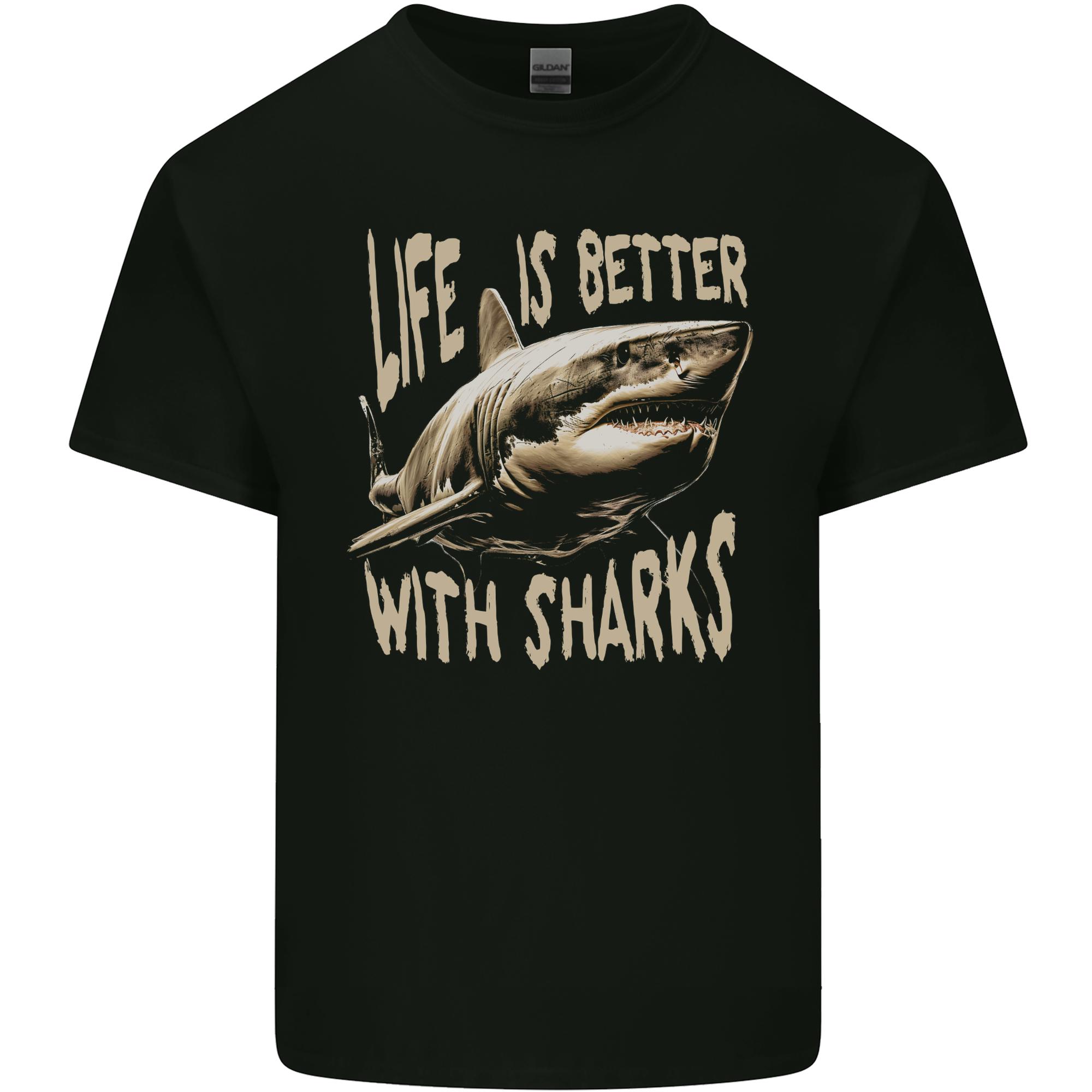 Life is Better With Sharks Unisexs Light Cotton TShirt S