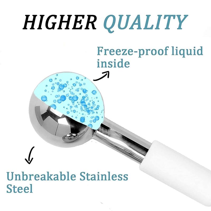 Mini 2pcs Ice Globes Stainless Steel Cryo Sticks for Face Eye Facial Cold Roller Cooling Globe for Puffiness Wrinkle Dark Circle