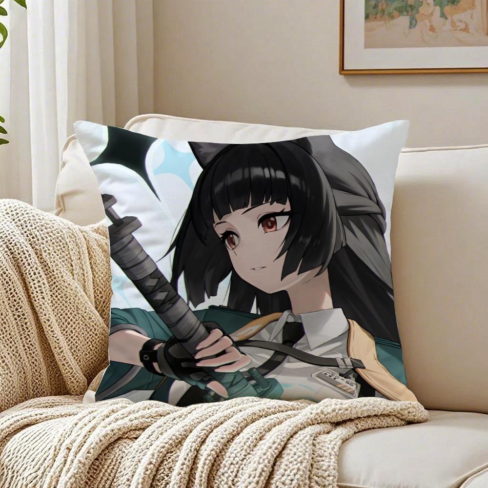 Futuristic Action Chinese Game ZZenless Zone Zero Cushion Cover Pillowcase Antidustmite living Room Sofa Decor Cushion Room