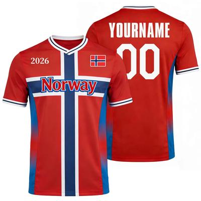 2026 Norway Flag Print Football Jersey Customizable Name Number Quick Dry Sports Tees Tranning Tops For Soccer Fans Wholesale