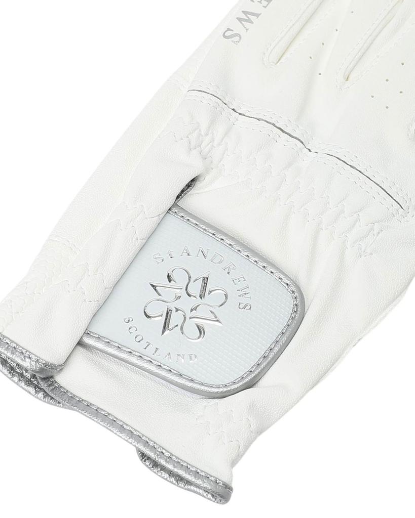 St. Andrews Men's Golf Glove (Synthetic Leather, Single Hand) - Size LL (25-26cm) - 042-5985251 031_White x Silver