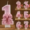1 2 3 4 5 6 7 8 9 3D Number Candle Cake Number Cake Candle Pink Glitter Birthday Candle Topper Birthday Party Cake Decor