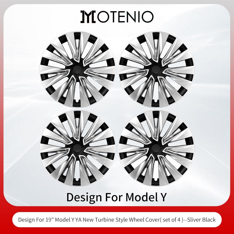 

4PCS for Model Y 2020-2024 4PCS 19 Inch New Turbine Style Silver Black Hubcap Cover Hub Cap Replacement Wheel Cap for Tesla Tesla&2020-2024&Model Y 19Inch