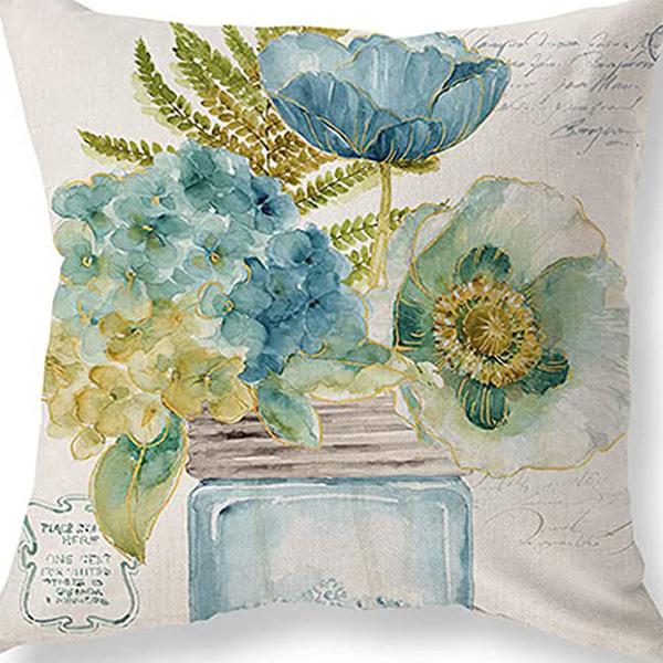 Retro American Plant Floral Print Linen Pillow Case Living Room Sofa Car Pillow Cushion