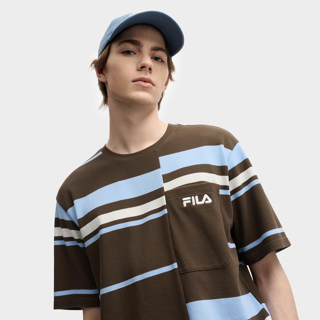 FILA Original Casual Fashion Striped Pullover Short Sleeve T-Shirt Men Tops F11M539110F-BN