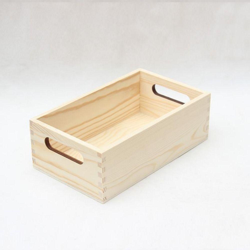 Large Capacity Cabinet Wooden Storage Box Retro Clothing Storage Basket  Desktop Storage Supplies
