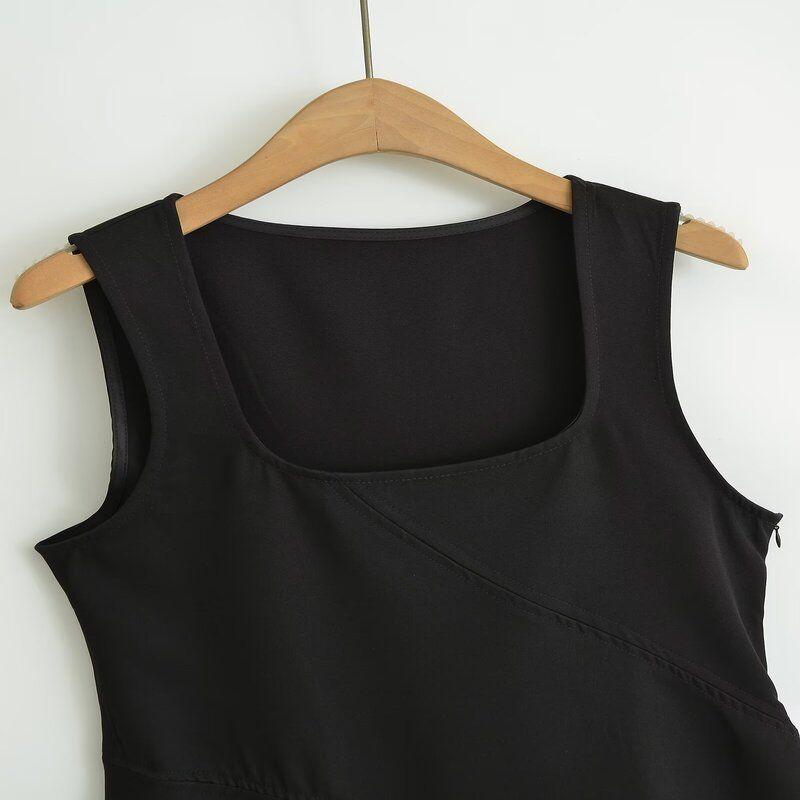 Fashion Style 2024 Autumn New Women's Clothing Easiest for Match Wide Swing Round Neck Sleeveless Mini Dress 8833707