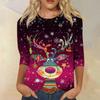 Women's Round Neck Tops Cotton Women's Casual Fashion Floral Print  Long Sleeve O-Neck Pullover Top Blouse