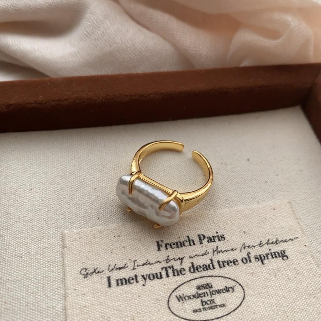 Sweet Pearl Flower Opening Ring, Exquisite Niche Temperament, Index Finger Ring, Light Luxury, High-End Ring Jewelry.