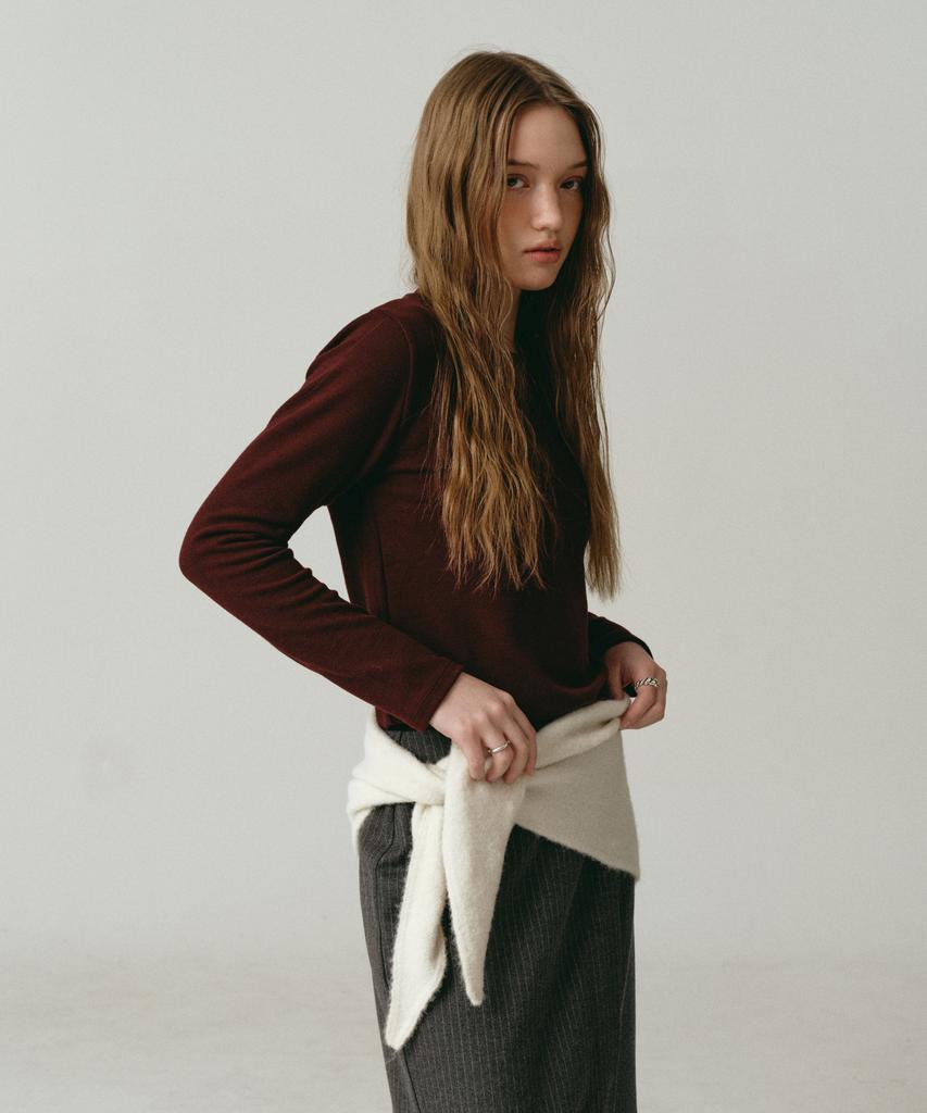 LOSSYROW Basic Round Tee Burgundy
