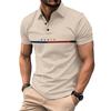 Men's Striped French Color Match Button POLO Shirt Sports Top