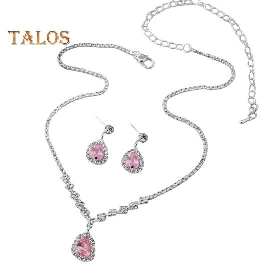 1 Set Women Jewelry Set Rhinestone Necklace Earrings Prom Wedding Party Bride Water Drop Dangle Earrings Formal Occasions Neck Jewelry