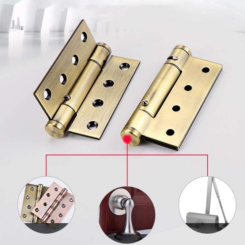 2pcs 4 Inch Invisible Door Hinges Hinge Door Closer Stainless Steel Self-Rebound Spring Positioning Closed Door Spring Hinge