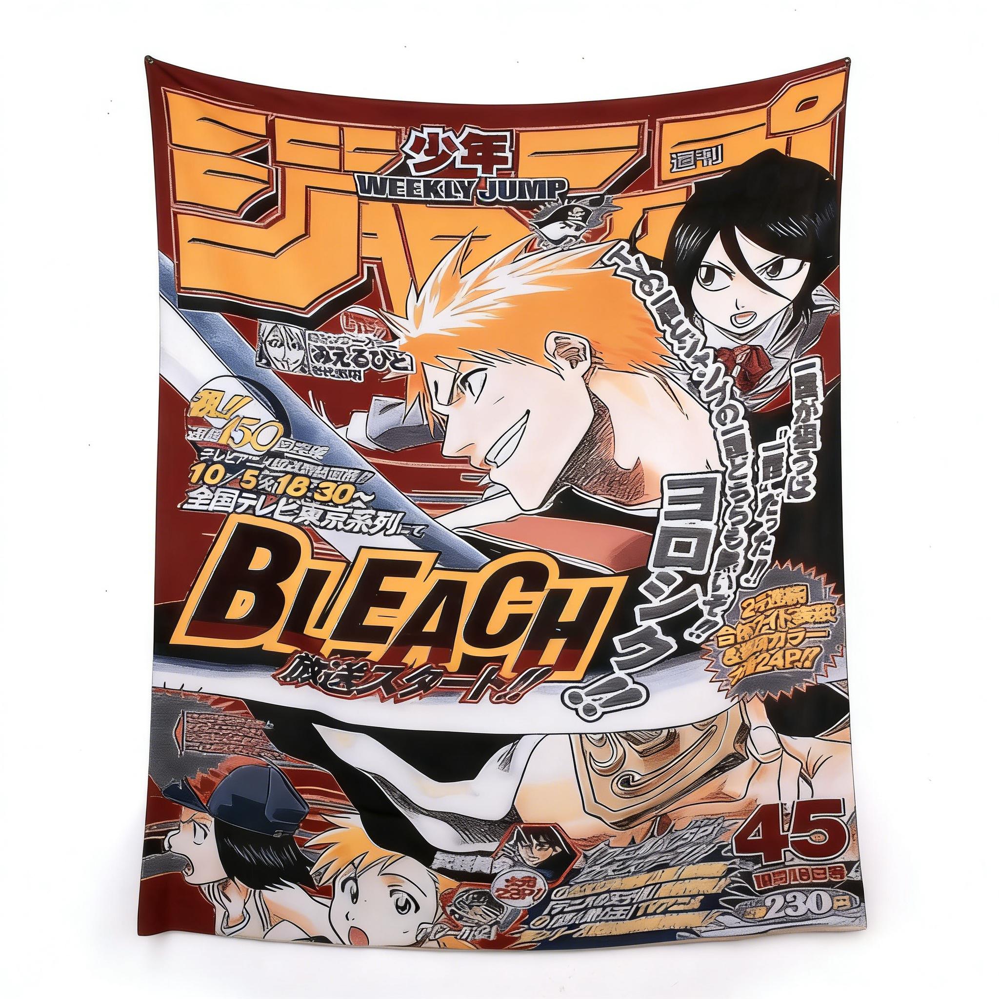 

Retro Shonen Jump BLEACH Ichigo Kurosaki Tapestry Bohemian Hippie Wall Hanging Backdrop Bedroom Dorm Decor 74x94cm(29x37in)