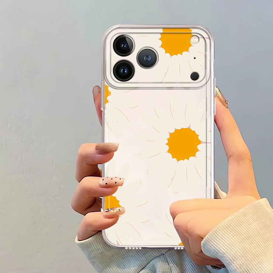 Case for iPhone 17 Pro Max XR 12 Mini 16 Air XS Max 7 8 13 Pro 14 Plus 15 11 Soft Phone Cover Minimalist Sunflower