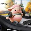 Pig Hanging Ornaments Acrylic Cartoon Decoration with Bead Chain Car Rearview Lifelike Mirror Ornament Keychain Backpack Animal Pendant Birthday Gift