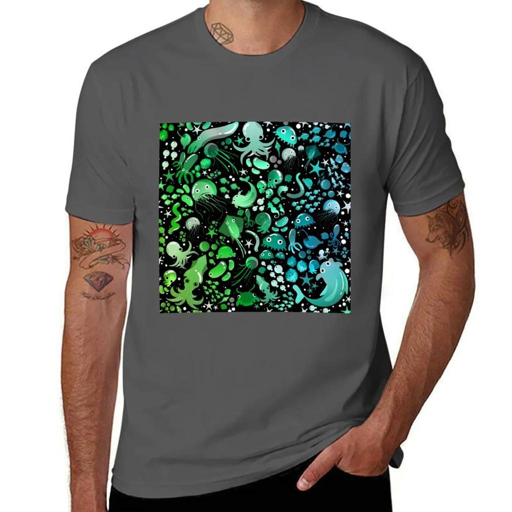 Deep Sea Life Pattern T-Shirt for a Boy Graphic Tee Shirt Plus Size Clothes T Shirt Men