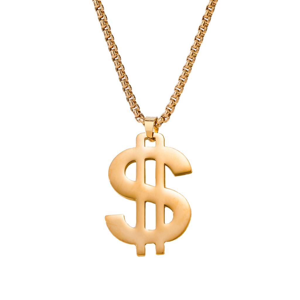 Joyas Europeas y Americanas Colgante Signo de Dólar Retro Moderno Hip-hop Collar