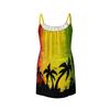 Plus-size Women's Fashion Beach Style Coconut Tree Silhouette Printed Off-shoulder Camisole Dress