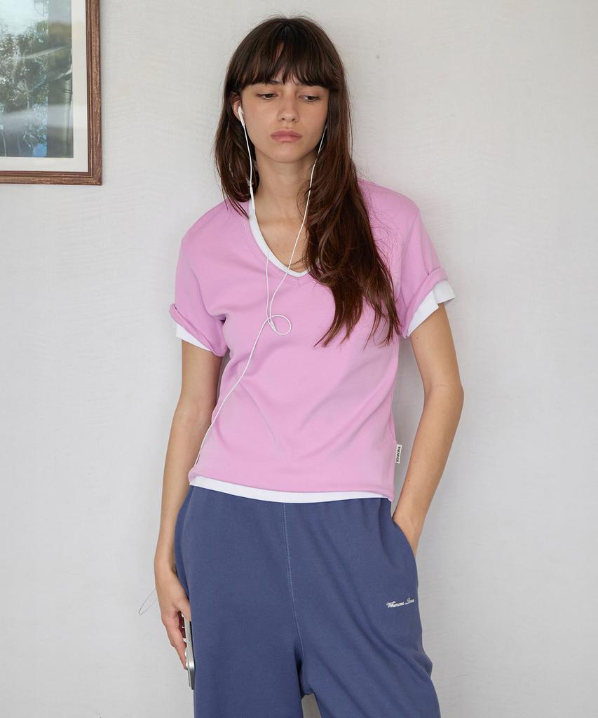 Leuba All-Day Cotton V-Neck T-Shirt - Cotton-Candy Pink