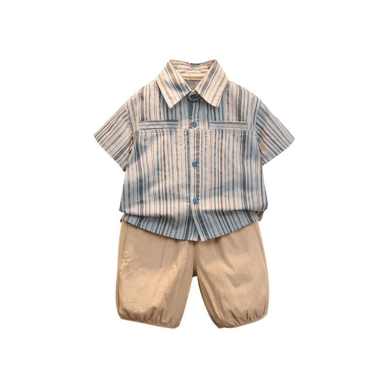 Stylish Boys Summer Outfit Set With Short Sleeve Shirt And Shorts For Ages 3-8 Years