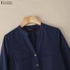 ZANZEA Women Casual V-Neck Solid Color Long Sleeve Blouse