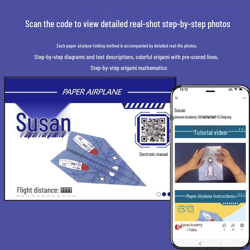 Beginner's 3D Paper Airplane Origami Kit: Creative and Colorful DIY Toy for Kids