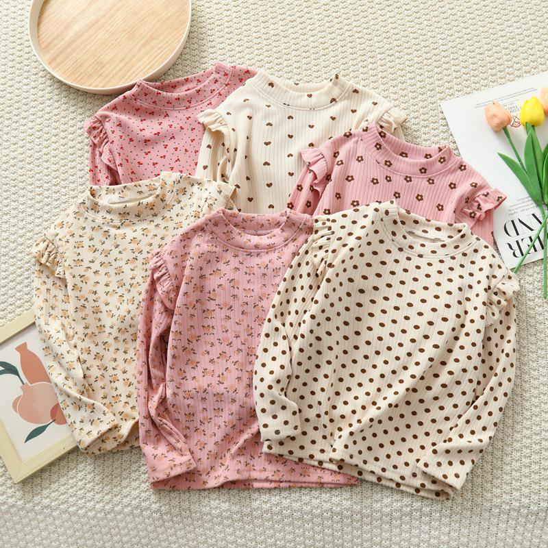 Girls' Floral Long-Sleeve Base Layer - Trendy Autumn/Winter Top for Kids